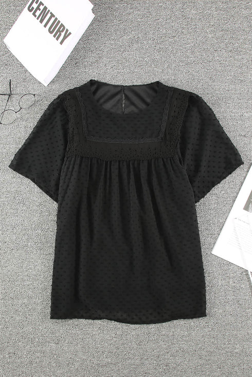 Flutter Sleeves Sheer Textured Babydoll Top